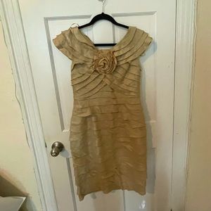 London Times Gold Ruffle Dress